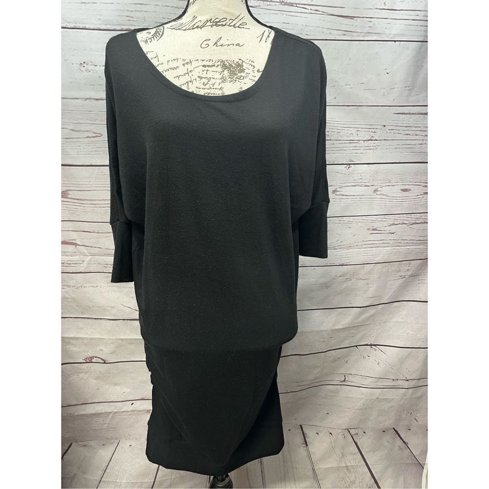 Zenana Outfitters large black sweater dress cinched at the sides - 2576